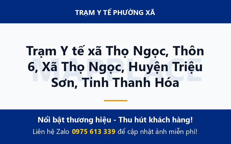 Trạm Y tế xã Thọ Ngọc, Thôn 6, Xã Thọ Ngọc, Huyện Triệu Sơn, Tỉnh Thanh Hóa