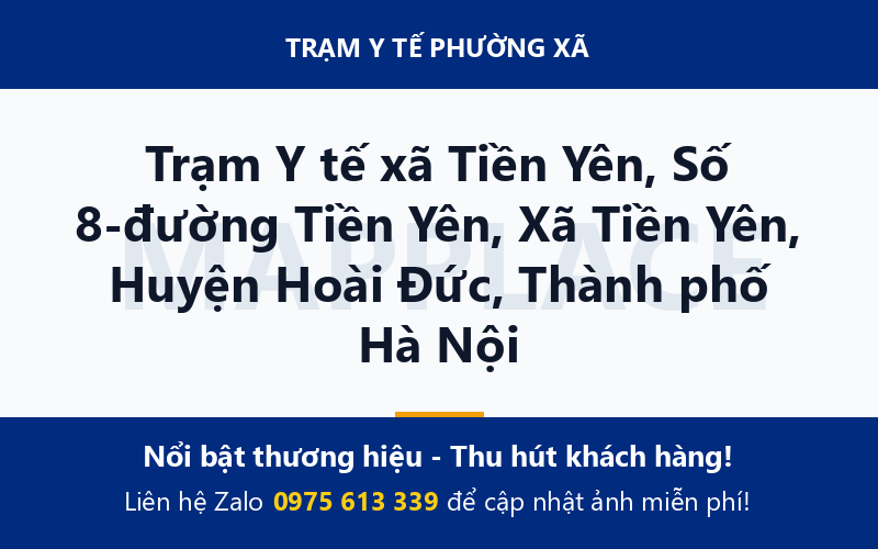 Trạm Y tế xã Tiền Yên, Số 8-đường Tiền Yên, Xã Tiền Yên, Huyện Hoài Đức, Thành phố Hà Nội