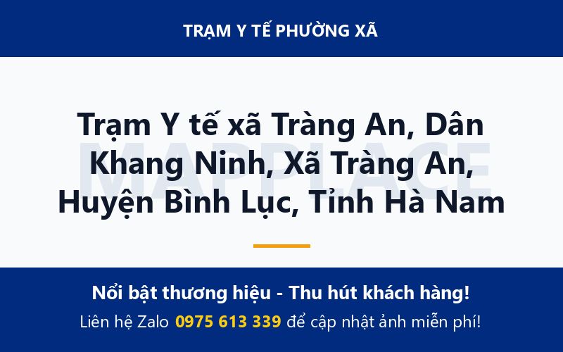 Trạm Y tế xã Tràng An, Dân Khang Ninh, Xã Tràng An, Huyện Bình Lục, Tỉnh Hà Nam
