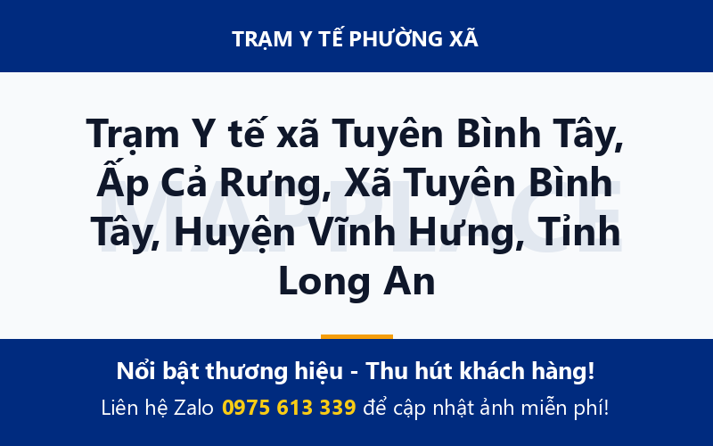 Trạm Y tế xã Tuyên Bình Tây, Ấp Cả Rưng, Xã Tuyên Bình Tây, Huyện Vĩnh Hưng, Tỉnh Long An