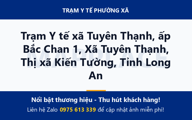 Trạm Y tế xã Tuyên Thạnh, ấp Bắc Chan 1, Xã Tuyên Thạnh, Thị xã Kiến Tường, Tỉnh Long An