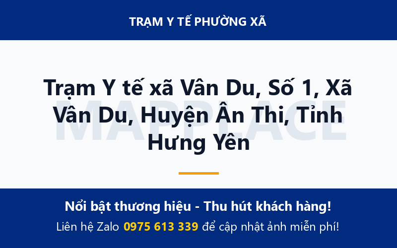 Trạm Y tế xã Vân Du, Số 1, Xã Vân Du, Huyện Ân Thi, Tỉnh Hưng Yên