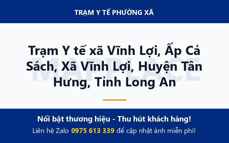 Trạm Y tế xã Vĩnh Lợi, Ấp Cả Sách, Xã Vĩnh Lợi, Huyện Tân Hưng, Tỉnh Long An