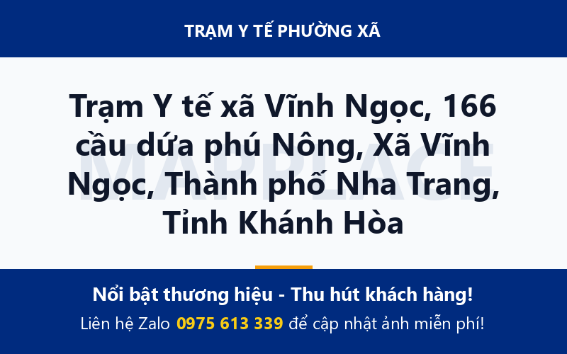 Trạm Y tế xã Vĩnh Ngọc, 166 cầu dứa phú Nông, Xã Vĩnh Ngọc, Thành phố Nha Trang, Tỉnh Khánh Hòa
