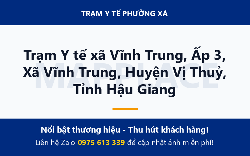 Trạm Y tế xã Vĩnh Trung, Ấp 3, Xã Vĩnh Trung, Huyện Vị Thuỷ, Tỉnh Hậu Giang