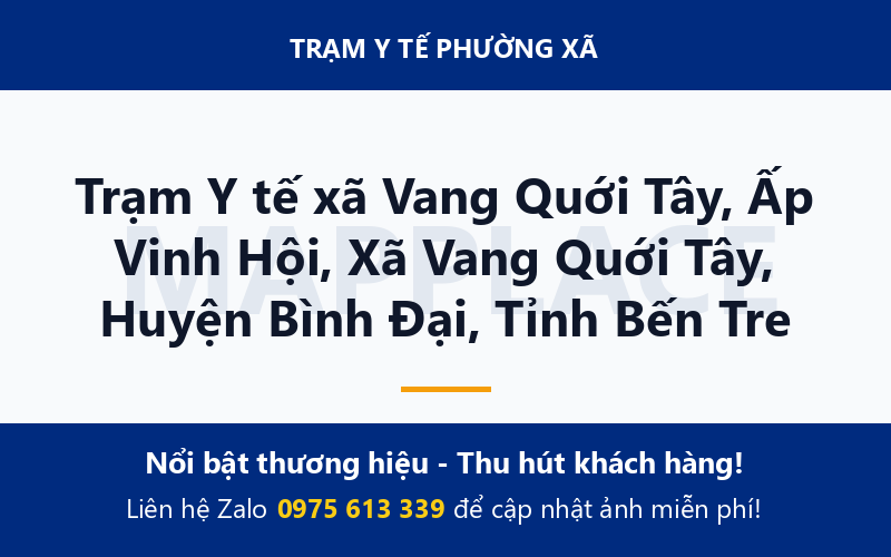 Trạm Y tế xã Vang Quới Tây, Ấp Vinh Hội, Xã Vang Quới Tây, Huyện Bình Đại, Tỉnh Bến Tre