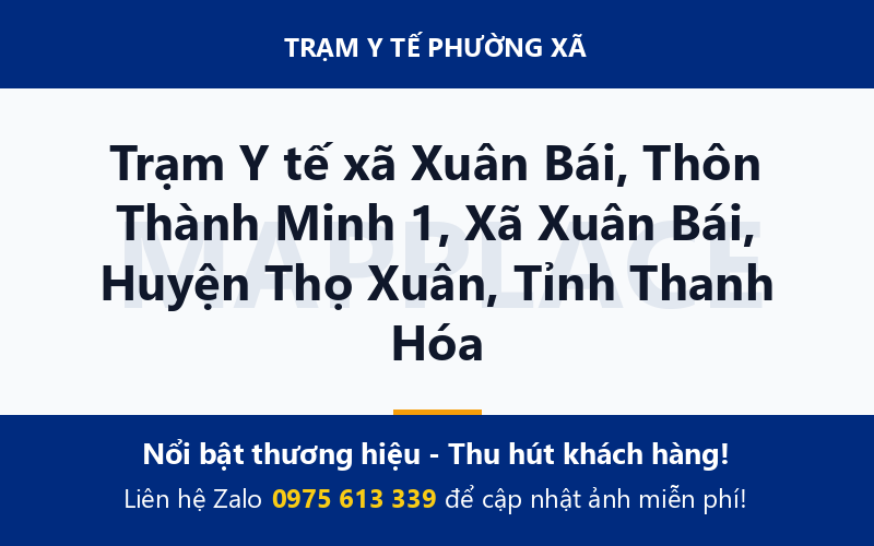 Trạm Y tế xã Xuân Bái, Thôn Thành Minh 1, Xã Xuân Bái, Huyện Thọ Xuân, Tỉnh Thanh Hóa