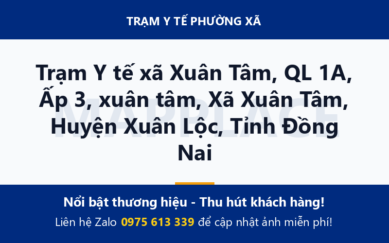 Trạm Y tế xã Xuân Tâm, QL 1A, Ấp 3, xuân tâm, Xã Xuân Tâm, Huyện Xuân Lộc, Tỉnh Đồng Nai