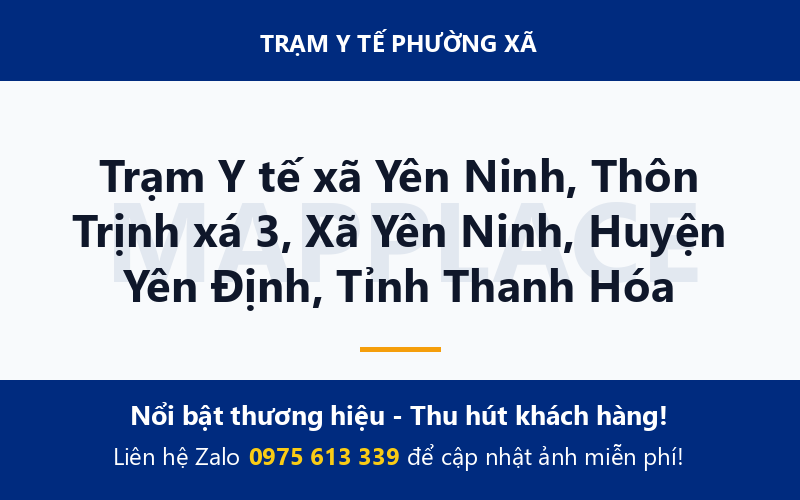 Trạm Y tế xã Yên Ninh, Thôn Trịnh xá 3, Xã Yên Ninh, Huyện Yên Định, Tỉnh Thanh Hóa