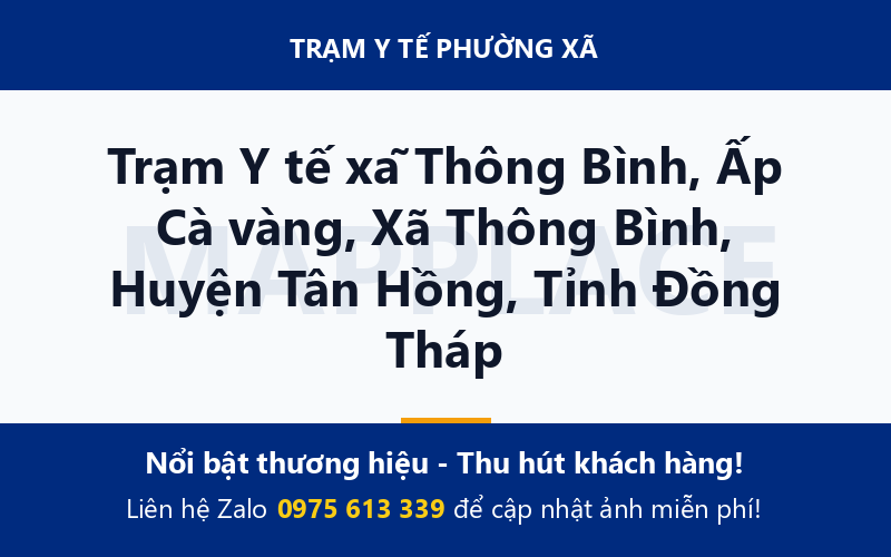 Trạm Y tế xã Thông Bình, Ấp Cà vàng, Xã Thông Bình, Huyện Tân Hồng, Tỉnh Đồng Tháp