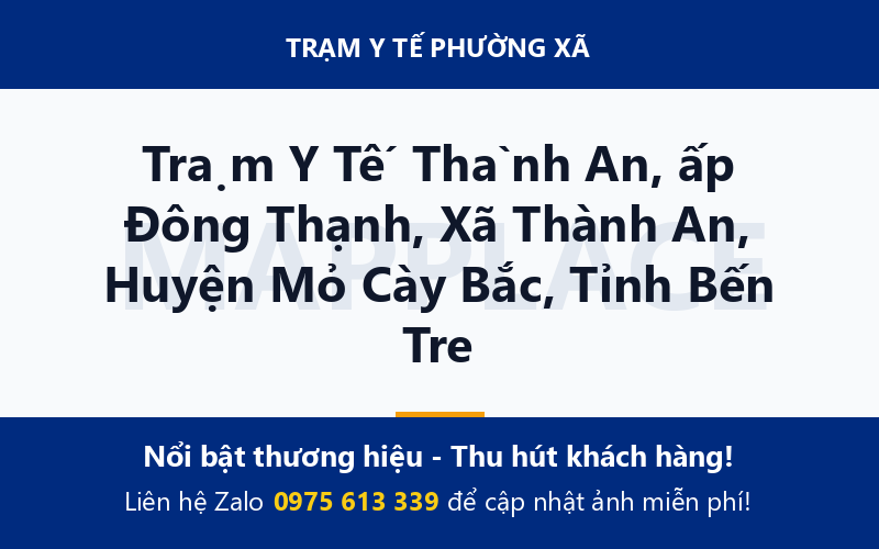 Trạm Y Tế Thành An, ấp Đông Thạnh, Xã Thành An, Huyện Mỏ Cày Bắc, Tỉnh Bến Tre
