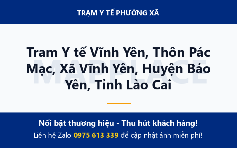 Tram Y tế Vĩnh Yên, Thôn Pác Mạc, Xã Vĩnh Yên, Huyện Bảo Yên, Tỉnh Lào Cai